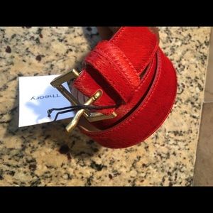 Theory Calf Hair Orange Red Belt